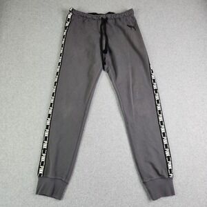 PINK Victoria's Secret Joggers Pants Womens Small Gray Logo Tape Side Stripe